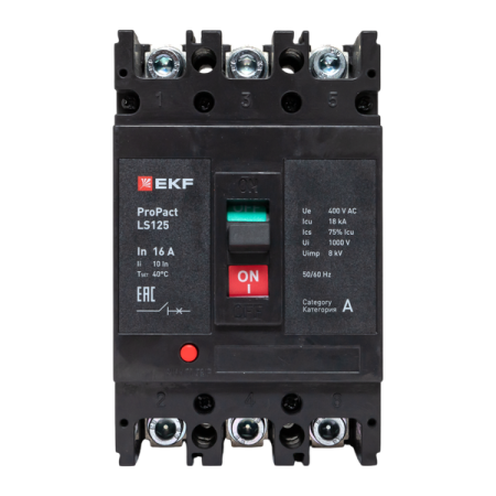 Выключатель автоматический 3п 16А 18кА LS125 ProPact EKF mccb-125-18-3-16-ls Выключатель автоматический 3п 16А 18кА LS125 ProPact EKF mccb-125-18-3-16-ls