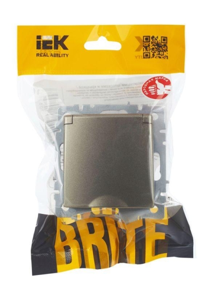 Розетка BRITE РСбш10-3-БрШ 16А IP20 с заземл. защ. шторки с крышкой механизм шампань IEK BR-R16-16-K37 Розетка BRITE РСбш10-3-БрШ 16А IP20 с заземл. защ. шторки с крышкой механизм шампань IEK BR-R16-16-K37