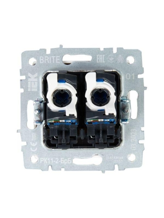 Розетка компьютерная двойн. СП RJ45 кат.6 BRITE РК11-2-БрБ механизм бел. IEK BR-K20-2-K01 Розетка компьютерная двойн. СП RJ45 кат.6 BRITE РК11-2-БрБ механизм бел. IEK BR-K20-2-K01