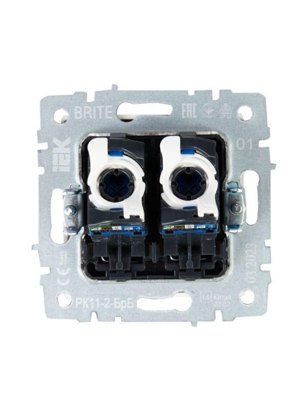 Розетка компьютерная двойн. СП RJ45 кат.6 BRITE РК11-2-БрБ механизм бел. IEK BR-K20-2-K01 Розетка компьютерная двойн. СП RJ45 кат.6 BRITE РК11-2-БрБ механизм бел. IEK BR-K20-2-K01