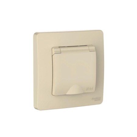 Розетка 1-м СП Blanca 16А IP44 250В с заземл. защ. шторки с крышкой беж. SE BLNRS441117 Розетка 1-м СП Blanca 16А IP44 250В с заземл. защ. шторки с крышкой беж. SE BLNRS441117