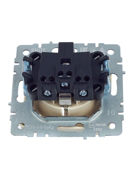 Розетка BRITE РС11-1-0-БрКр 16А с заземл. без защ. шторки механизм беж. IEK BR-R11-16-K10 Розетка BRITE РС11-1-0-БрКр 16А с заземл. без защ. шторки механизм беж. IEK BR-R11-16-K10