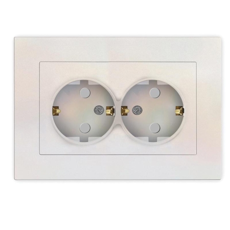 Розетка 2-м СП Афина 16А IP20 с заземл. защ. шторки в сборе жемчуж. Universal A0050-OBr Розетка 2-м СП Афина 16А IP20 с заземл. защ. шторки в сборе жемчуж. Universal A0050-OBr