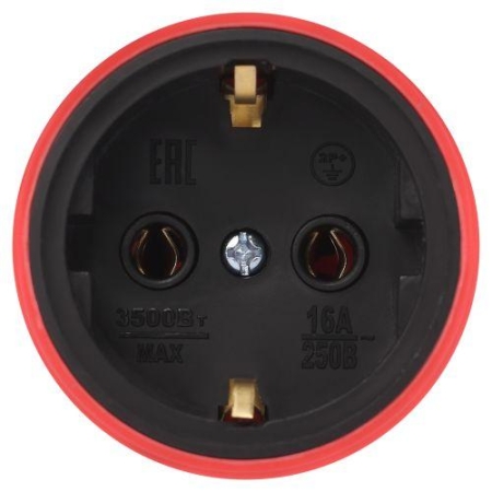 Розетка RX11-R-IP44 прямая с заземл. каучук красн. ЭРА Б0069326