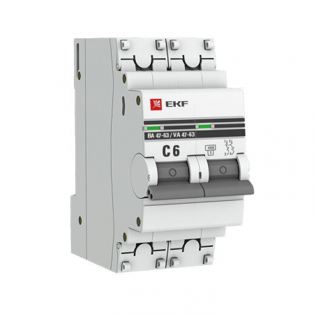 Выключатель автоматический модульный 2п C 6А 4.5кА ВА 47-63 PROxima EKF mcb4763-2-06C-pro Выключатель автоматический модульный 2п C 6А 4.5кА ВА 47-63 PROxima EKF mcb4763-2-06C-pro
