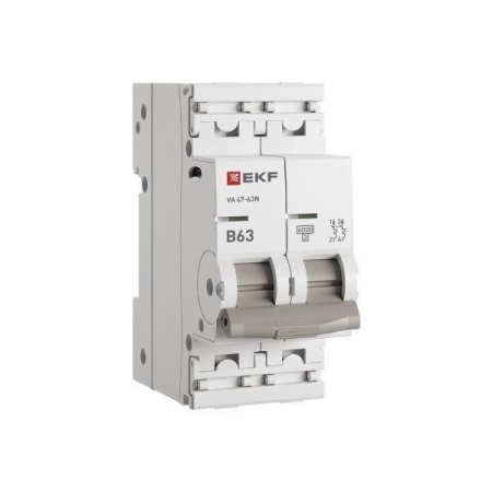 Выключатель автоматический модульный 2п B 63А 6кА ВА 47-63N PROxima EKF M636263B Выключатель автоматический модульный 2п B 63А 6кА ВА 47-63N PROxima EKF M636263B