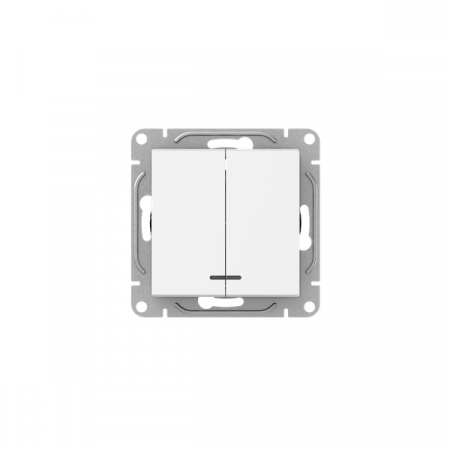 Выключатель 2-кл. СП Эпика с подсветкой механизм бел. EKF UP1-SWW-24