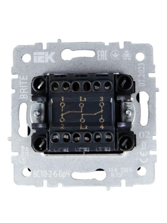 Выключатель проходной 2-кл. СП BRITE ВС10-2-6-БрЧ 10А механизм черн. IEK BR-V22-0-10-K02