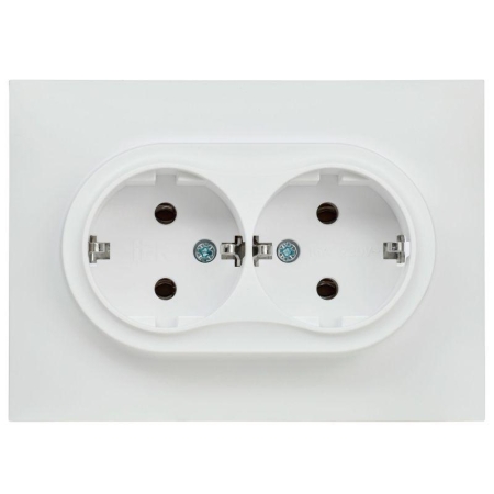 Розетка 2-м SKANDY 16А с заземл. без защ. шторок в сборе SK-R08W арктич. бел. IEK SK-R21-16-K01-F