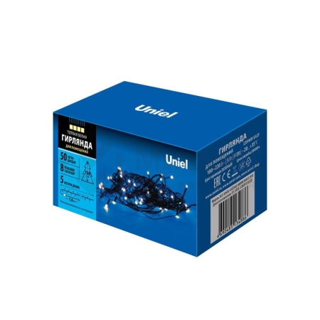 Гирлянда LED ULD-S0500-050/DGA WARM WHITE IP20 5м 50 диодов. тепл. бел. свет провод зел. Uniel UL-00007304