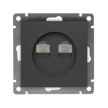 Розетка компьютерная 2-м СП Афина RJ45 кат.5E механизм графит Universal A1086-Gr Розетка компьютерная 2-м СП Афина RJ45 кат.5E механизм графит Universal A1086-Gr