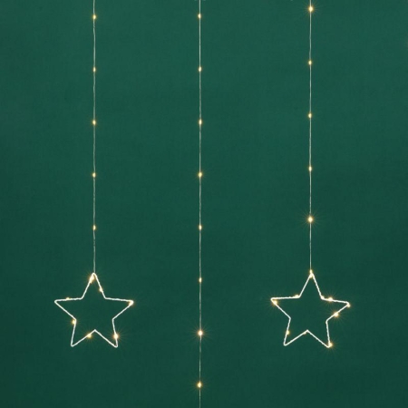 Гирлянда светодиодный занавес из росы с фигурами звезд IP20 USB + пульт управления тепл. бел. Neon-Night 315-846