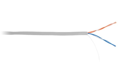 Кабель U/UTP кат.5 (класс D) 2 пары 100МГц ОЖ BC чистая медь внутр. PVC нг (B) сер. (500м) NETLAN EC-UU002-5-PVC-GY-5