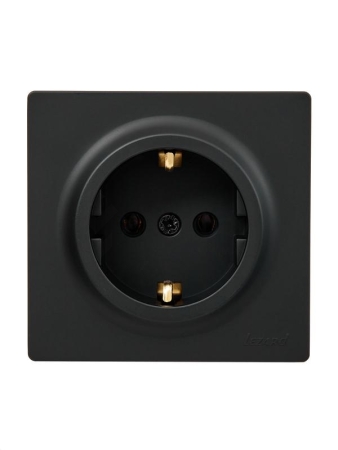 Розетка 1-м ОП LETO с заземл. ПБТ черн. бархат LEZARD 752-4200-122B