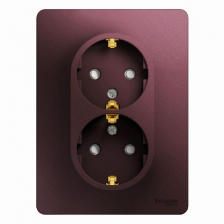 Розетка 2-м СП Glossa 16А IP20 250В с заземл. защ. шторки в сборе баклажан. SE GSL001126 Розетка 2-м СП Glossa 16А IP20 250В с заземл. защ. шторки в сборе баклажан. SE GSL001126