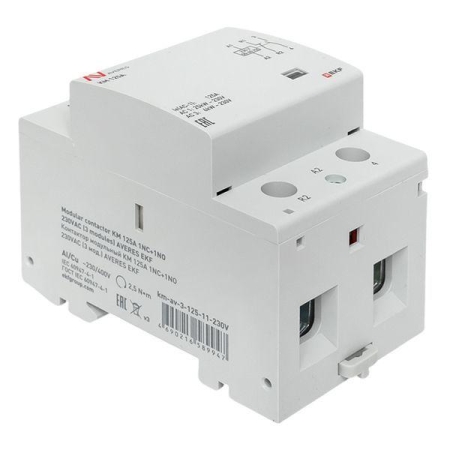 Контактор модульный КМ 125А 1NC+1NO 230В AC (3 мод.) AVERES EKF km-av-3-125-11-230V Контактор модульный КМ 125А 1NC+1NO 230В AC (3 мод.) AVERES EKF km-av-3-125-11-230V