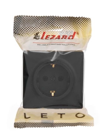 Розетка 1-мест. с заземл. LETO ПБТ черн. бархат LEZARD 752-4200-122B Розетка 1-мест. с заземл. LETO ПБТ черн. бархат LEZARD 752-4200-122B