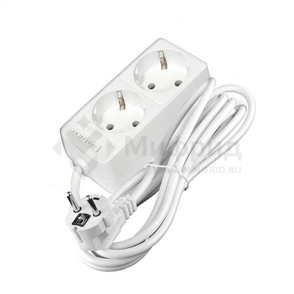Удлинитель 2х3м с заземл. 16А IP20 3.5кВт ПВС 3х1 бел. DOMTOK 2386