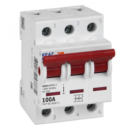 Выключатель нагрузки модульный OptiDin BM63PL-3100-УХЛ3 (ВМ63PL) КЭАЗ 328172 Выключатель нагрузки модульный OptiDin BM63PL-3100-УХЛ3 (ВМ63PL) КЭАЗ 328172