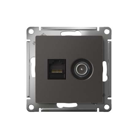 Розетка компьютерная + телевизионная 2-м СП AtlasDesign RJ45 кат.5E + TV механизм базальт SE ATN001489