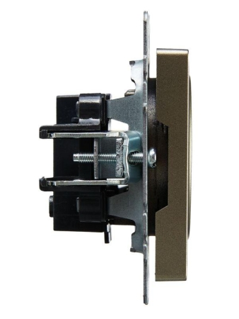 Розетка BRITE РС10-1-0-БрШ 10А без заземл. без защ. шторок механизм шампань IEK BR-R10-10-K37