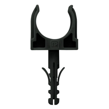 Держатель для труб (клипса) d32мм с дюбелем черн. (в малой упак.) (уп.10шт) Промрукав PR13.0306