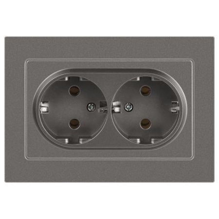 Розетка 2-м СП Accent 6-205-09 16А IP20 250В 2P+E Schuko AL/CU титан Intro Б0063500 Розетка 2-м СП Accent 6-205-09 16А IP20 250В 2P+E Schuko AL/CU титан Intro Б0063500
