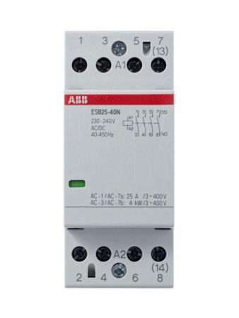 Контактор ESB25-40N-06 модульный (25А АС-1 4НО) катушка 230В AC/DC ABB 1SAE231111R0640 Контактор ESB25-40N-06 модульный (25А АС-1 4НО) катушка 230В AC/DC ABB 1SAE231111R0640