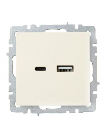 Розетка BRITE USB A+C 18Вт РЮ11-1-БрКр механизм беж. IEK BR-U22-018-K10 Розетка BRITE USB A+C 18Вт РЮ11-1-БрКр механизм беж. IEK BR-U22-018-K10
