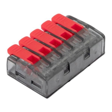 Клемма строительно-монтажная СМК 221-615 5-проводная 0.5-4.0(6)кв.мм с рычагом (уп.25шт) PROxima EKF plc-smk-221-615