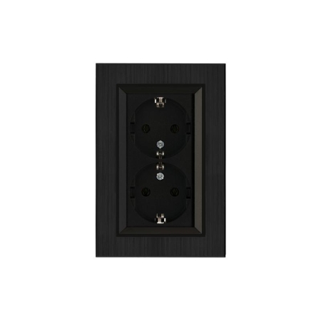 Розетка 2-я Karea LINE STAR с заземл. чер. Makel 86054082 Розетка 2-я Karea LINE STAR с заземл. чер. Makel 86054082