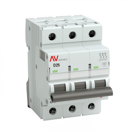 Выключатель автоматический модульный 3п D 25А 6кА AV-6 AVERES EKF mcb6-3-25D-av Выключатель автоматический модульный 3п D 25А 6кА AV-6 AVERES EKF mcb6-3-25D-av