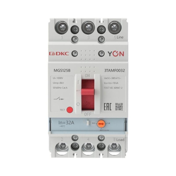 Выключатель автоматический в литом корпусе YON MGS125 3P 25.6-32А 18кА YON MGS125B-3TAMF0032 Выключатель автоматический в литом корпусе YON MGS125 3P 25.6-32А 18кА YON MGS125B-3TAMF0032