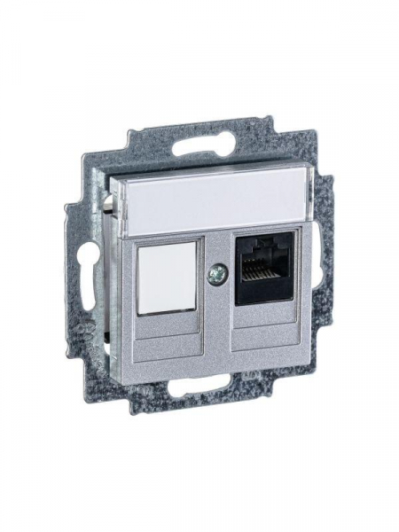 Розетка компьютерная Levit RJ45 кат.5E с заглушкой серебр. ABB 2CHH295117A6070 Розетка компьютерная Levit RJ45 кат.5E с заглушкой серебр. ABB 2CHH295117A6070