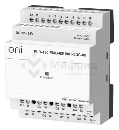 Модуль расширения входов выходов ПЛК 430 4 DI 4 UI (0-10В/DI) 8 TO 24В DC ONI PLR-430-EMD-08U08T-0DC-00
