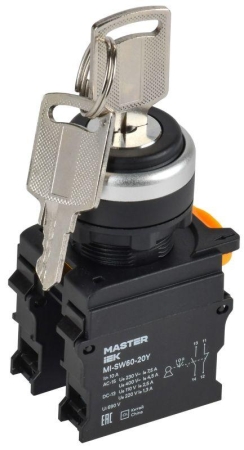 Переключатель 3 полож. 1НО+1НЗ с ключом черн. MASTER IEK MI-SW60-20Y-3-34-3-K02 Переключатель 3 полож. 1НО+1НЗ с ключом черн. MASTER IEK MI-SW60-20Y-3-34-3-K02