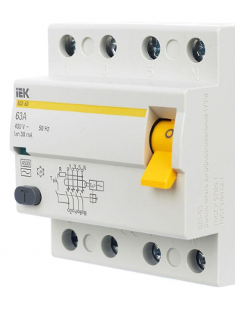 Выключатель дифференциального тока (УЗО) 4п 63А 30мА тип AC ВД1-63 KARAT IEK MDV10-4-063-030