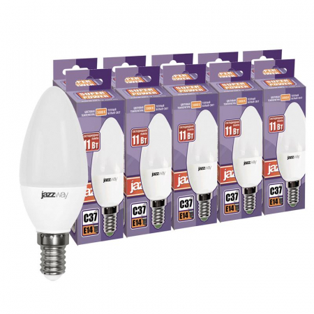 Лампа светодиодная PLED-SP 11Вт C37 3000К тепл. бел. E14 230В 50Гц (уп.10шт) JazzWay 5019164 Лампа светодиодная PLED-SP 11Вт C37 3000К тепл. бел. E14 230В 50Гц (уп.10шт) JazzWay 5019164