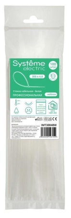 Стяжка кабельная 300х4.8 бел. (уп.100шт) SE IMT30048W Стяжка кабельная 300х4.8 бел. (уп.100шт) SE IMT30048W