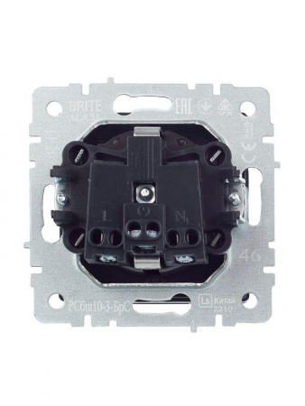 Розетка BRITE РСбш10-3-БрС 16А IP20 с заземл. защ. шторки с крышкой механизм сталь IEK BR-R16-16-K46