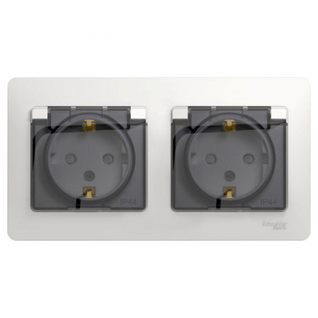 Розетка 2-м СП 2мод. Glossa 16А IP44 с заземл. защ. шторки в сборе бел. SE GSL000147 Розетка 2-м СП 2мод. Glossa 16А IP44 с заземл. защ. шторки в сборе бел. SE GSL000147