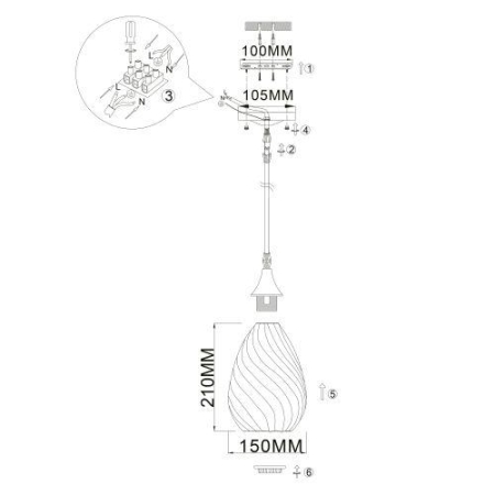 Светильник подвесной (подвес) Lily 9122-201 1хЕ27 40Вт модерн потолочный Rivoli Б0054873 Светильник подвесной (подвес) Lily 9122-201 1хЕ27 40Вт модерн потолочный Rivoli Б0054873
