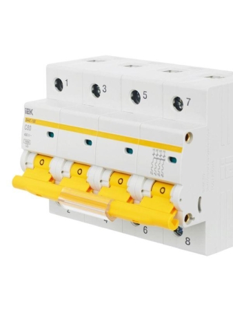 Выключатель автоматический модульный 4п C 80А 10кА ВА47-100 KARAT IEK MVA40-4-080-C Выключатель автоматический модульный 4п C 80А 10кА ВА47-100 KARAT IEK MVA40-4-080-C