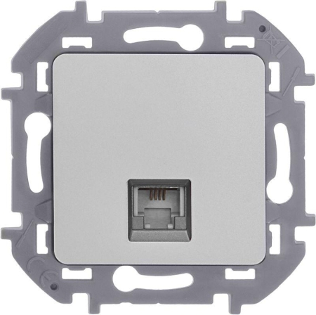 Розетка телефонная Inspiria RJ11 механизм алюм. IEK 673822