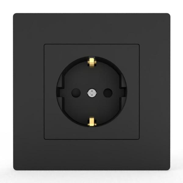 Розетка 1-м СП Pixel 16А IP20 с заземл. защ. шторки в сборе карбон TOKOV ELECTRIC TKE-PX-R1FZSF-C14