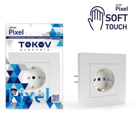 Розетка 1-м СП Pixel 16А IP20 с заземл. защ. шторки в сборе айс TOKOV ELECTRIC TKE-PX-R1FZSF-C34 Розетка 1-м СП Pixel 16А IP20 с заземл. защ. шторки в сборе айс TOKOV ELECTRIC TKE-PX-R1FZSF-C34
