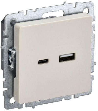 Розетка BRITE USB A+C 18Вт РЮ11-1-БрКр механизм беж. IEK BR-U22-018-K10 Розетка BRITE USB A+C 18Вт РЮ11-1-БрКр механизм беж. IEK BR-U22-018-K10