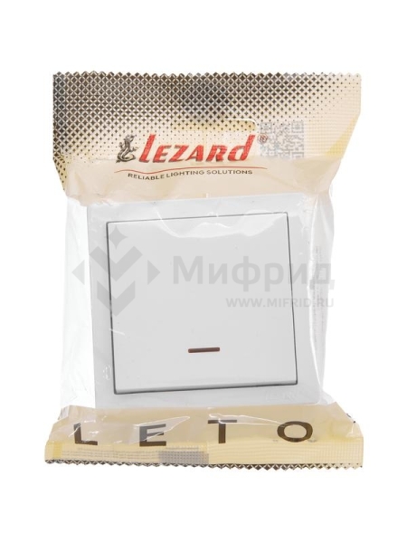 Выключатель 1-кл. ОП LETO с индикацией бел. LEZARD 752-0200-111