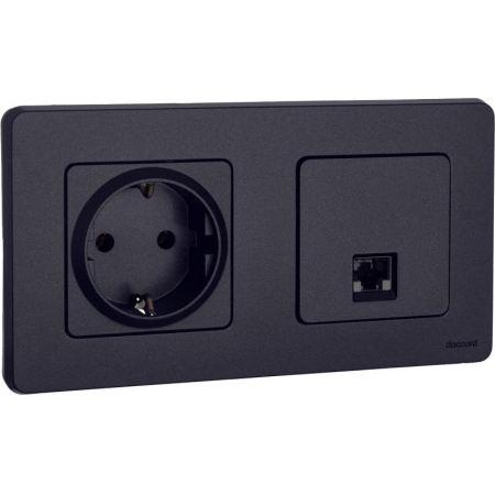Розетка компьютерная Inspiria RJ45 кат.5E UTP антрацит IEK 673828 Розетка компьютерная Inspiria RJ45 кат.5E UTP антрацит IEK 673828