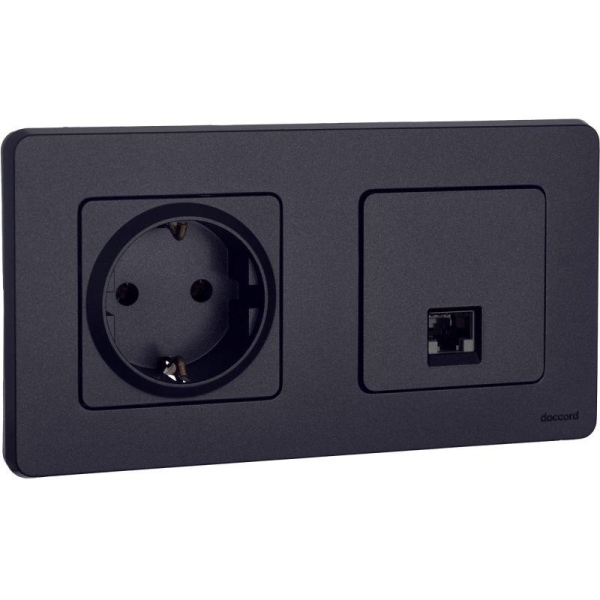 Розетка компьютерная Inspiria RJ45 кат.5E UTP антрацит IEK 673828 Розетка компьютерная Inspiria RJ45 кат.5E UTP антрацит IEK 673828